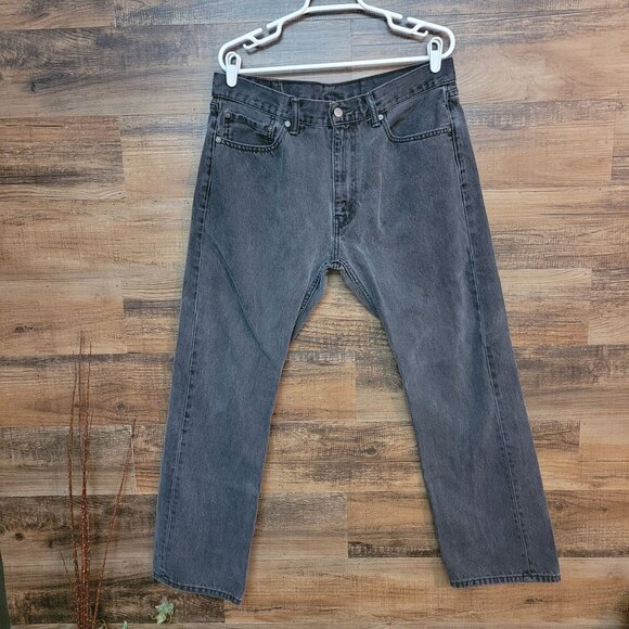Levi's Jeans Men 36x32 Measures 36x30 Straight 505 Charcoal Cotton Denim Western